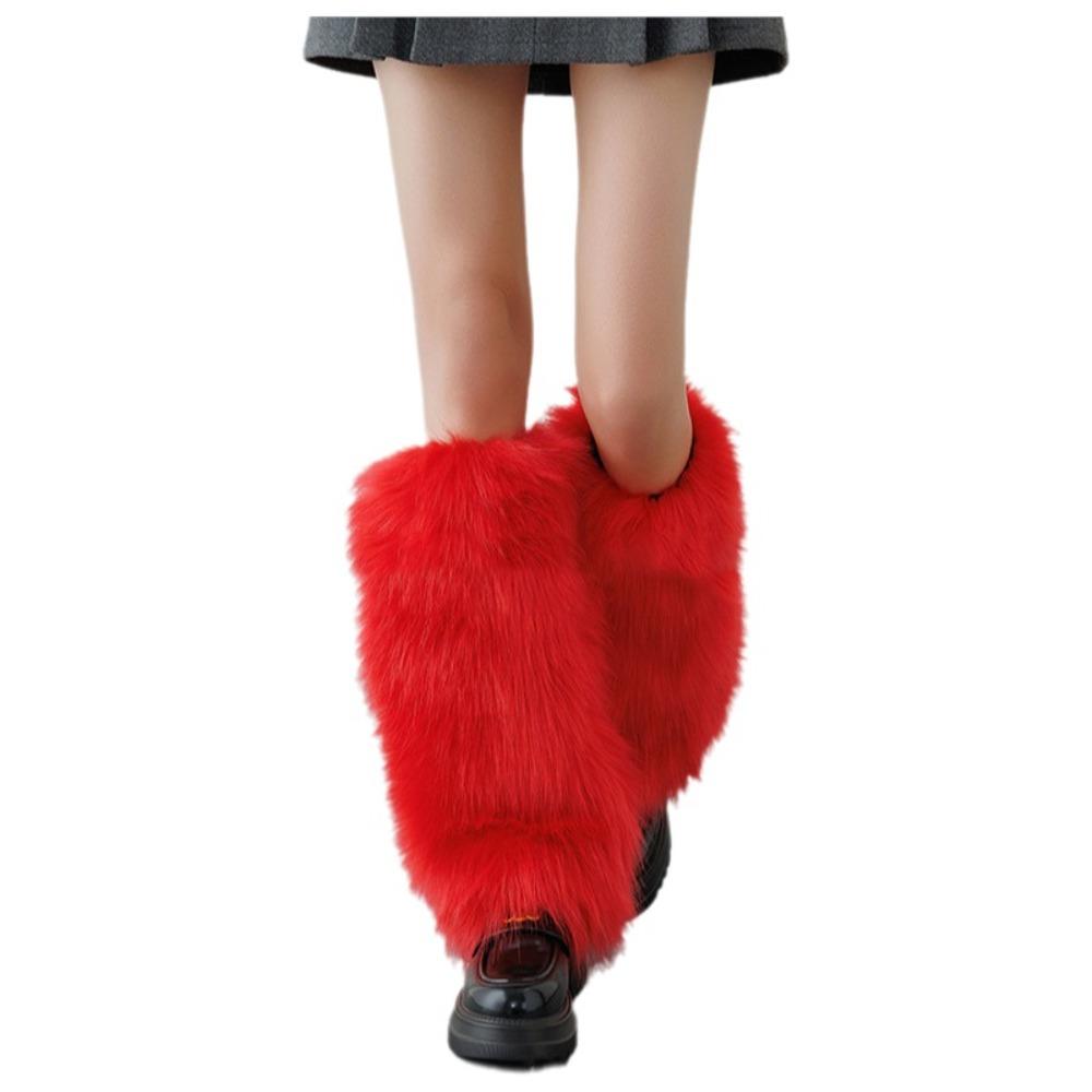 Pokrývky na boty Lolita z umělé kožešiny 40cm Dlouhé ponožky Harajuku Styl Kožešinové návleky na nohy Použití pro Cosplay