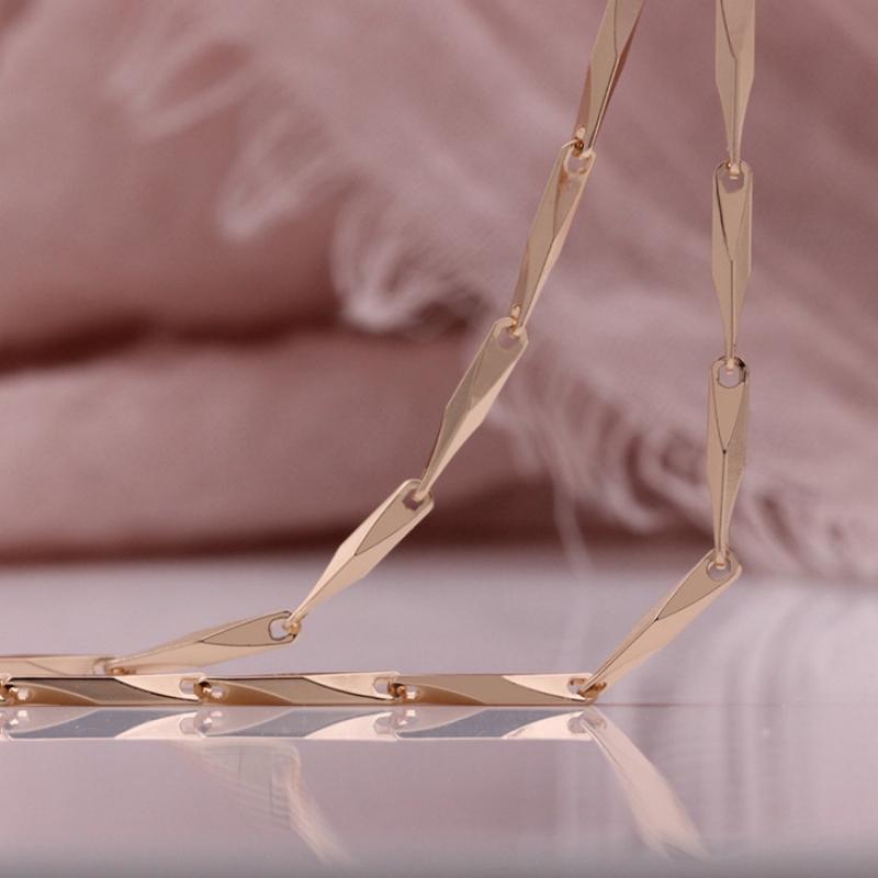 

Медное колье цвета розового золота, бриллиантовая цепочка, итальянская работа, изысканное, гладкое, удобное в носке, цепочка для женщин, подарки 55cm розового золота