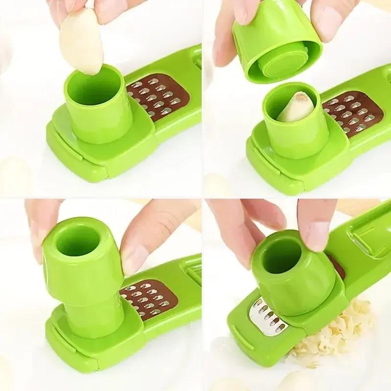 1 balení Mini mlýnek na česnek Creative Lis na česnek Kuchyňská česneková kaše Ruční šťouchání česneku Zelené kuchyňské pomůcky