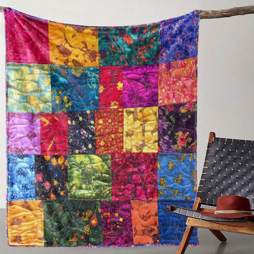 Vintage Pastoral Splicing Series Blankets Four Seasons Blankets Home Flannel Blankets Holiday Gift Blankets