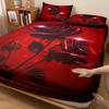 1pc Fitted Sheet Romantic Red Rose Printed 100% Polyester Breathable Bedding Set for Home Bedroom Decor Without Pillowcase