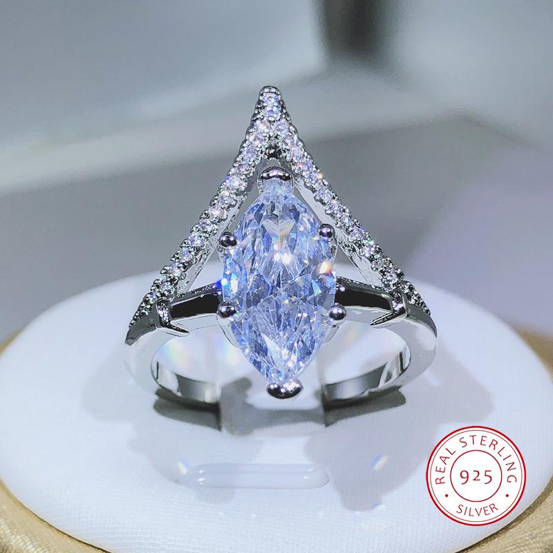 Newest Drop-shaped AAAAA White Zircon Ring S Copper Woman High Jewelry Wedding Party Birthday Gift