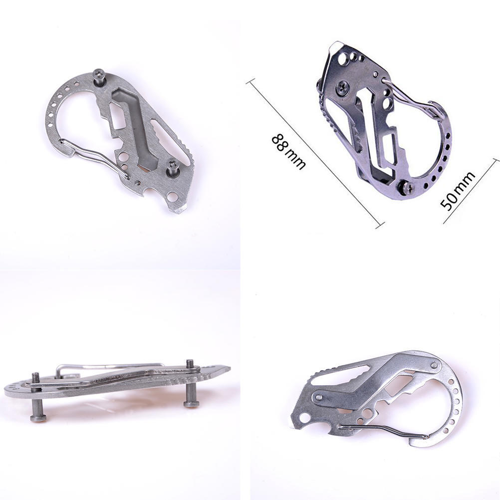 Multi Tools Key Holder Wrench Quickdraw Carabiner უჟანგავი ბოთლის გასახსნელით