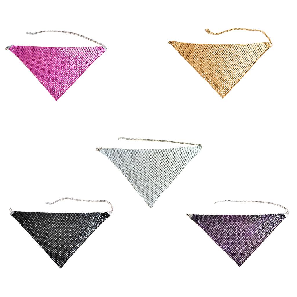 Shinning Sequins Triangle Scarf for Prom Party Lightweight Triangle Collar for Ladies Wedding Model Show Supplies