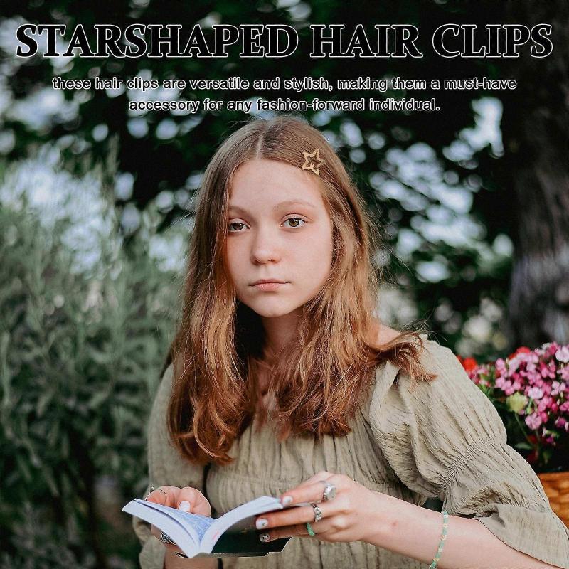 50pcs Fashionable Star Shaped Hair Clips for Women Golden Alloy Non Slip Secure Grip for Decoration