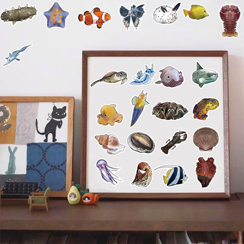 50/100PCS Deep Sea Animals Graffiti Stickers Landscaping Laptop Bicycle Skateboard Suitcase Guitar Phone Motorcycle Sticker