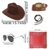 PESENAR Western Cowboy Kostüm Zubehör Set Cowboyhut Taschentuchnadel Denim-Kit Halloween Party Verkleidung