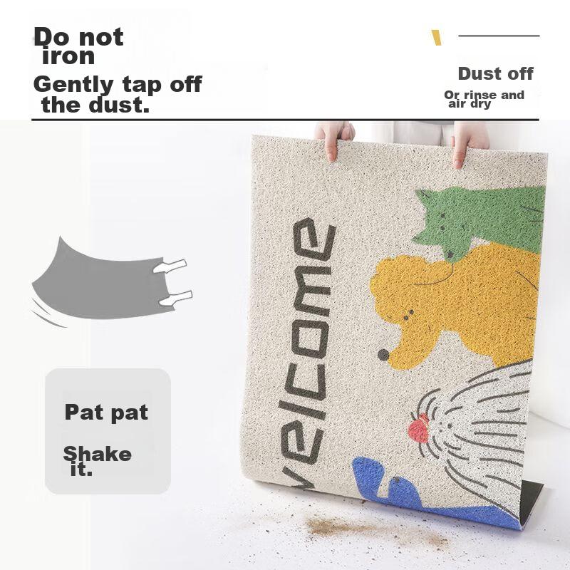Qiqijia Entrance Door Mat, Home Use Non-Slip Foot Mat, Cartoon Silk Loop Doormat, Dirt-Catching Mat for Entryway