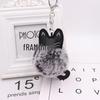 Adorable Black Kitten Keychain with Faux Fur Ball Charm - Cat Plush Toy Accessory