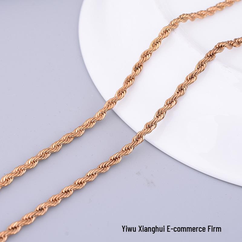 Корейский стиль Золоченая витая цепочка с пеньковой веревкой 2.5mm золотой