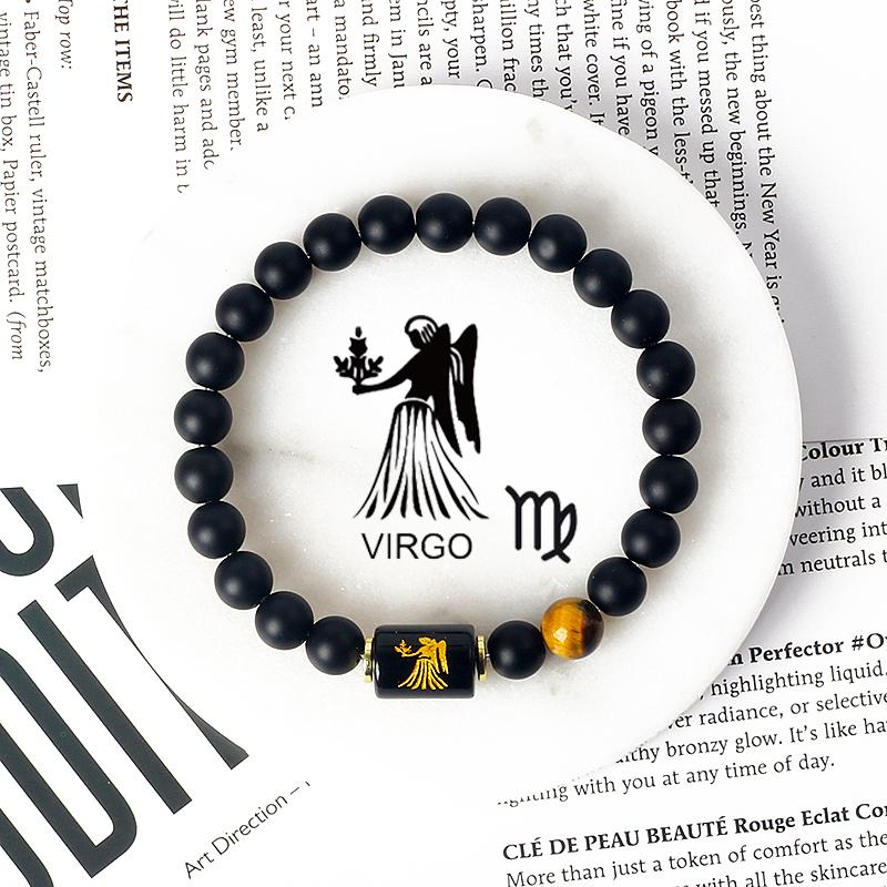 12 Constellations Scorpio Bracelet Natural Stone Tiger Eye Beads Bracelets for Men Women Cancer Virgo Leo Libra Couple Jewelry