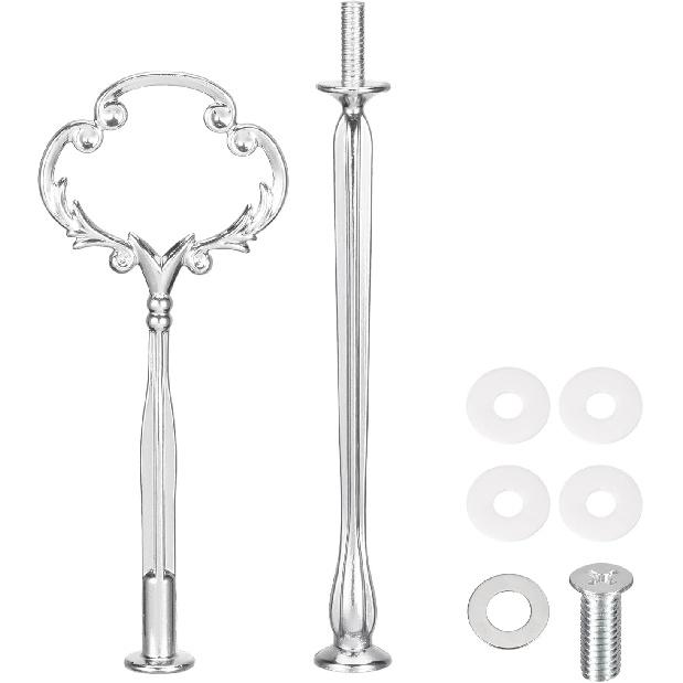 uxcell 1 Set Cake Tray Stand Handle Cupcake Dessert Plate Hardware Fitting Holder Rod Stand Handle for Cake Stand Wedding Party, 2-Tiers Flower Gold
