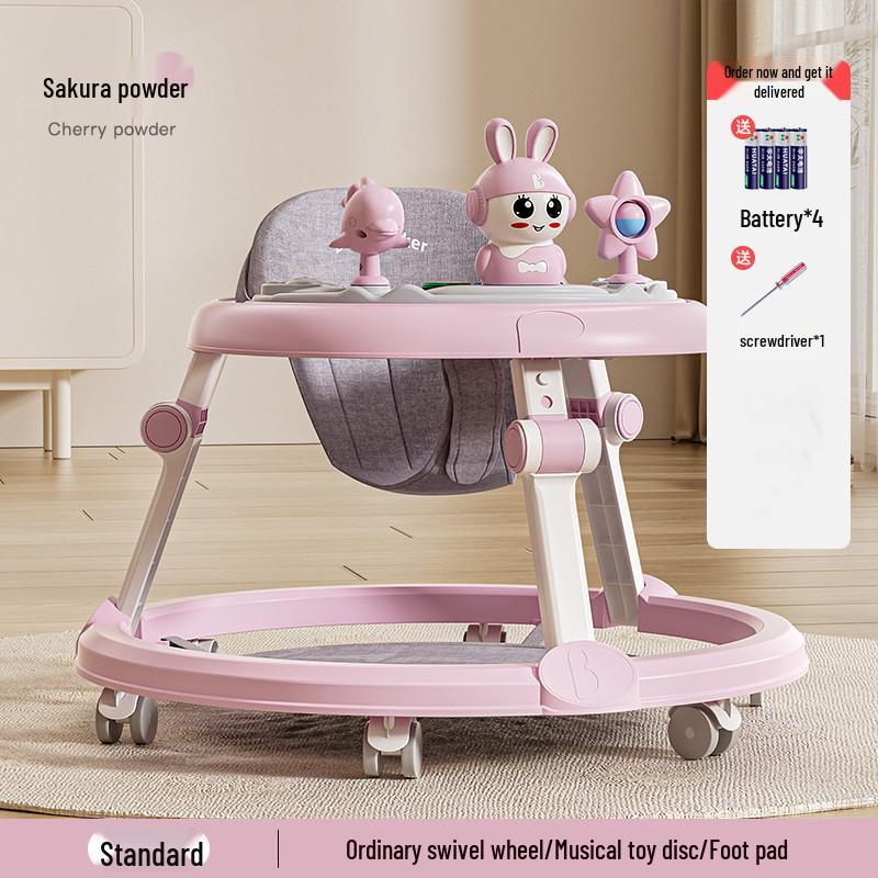Multifunctional Baby Walker with Music, Lightweight & Foldable for 6-18 Months, Anti-Rollover Design