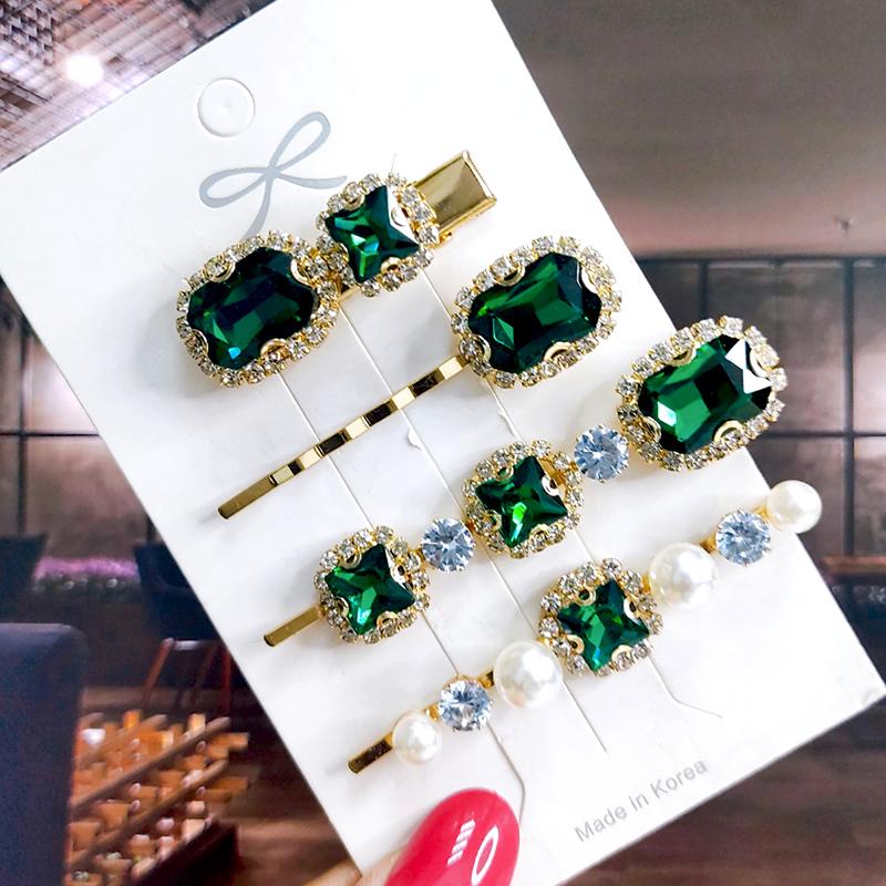 Neues Set Damen Haarspangen Schmuck Mode Kristall Haaraccessoires für Mädchen Luxus Perle Geometrische Haarspangen Nadeln Weihnachtsgeschenk