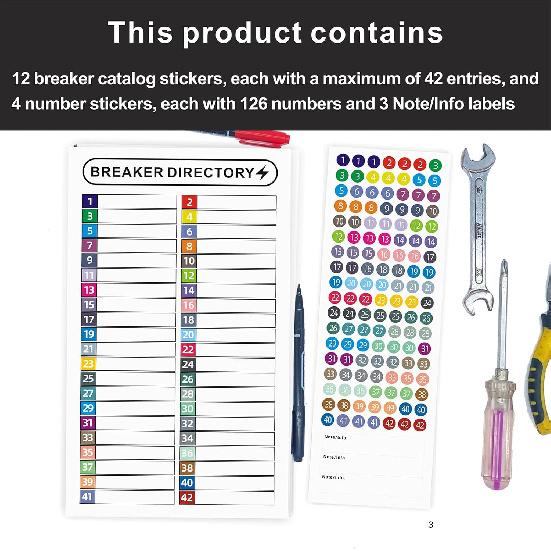 16 Sheets Breaker Panel Labels Electrical Box Sticker Numbers Breaker Panel Labels Electrical Sticker Number Catalog Load Center Adhesive Waterproof