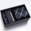Gift Box Men'S Tie Square Scarf Cufflinks Tie Clip Five-Piece Set, Formal Business Blue Stripes