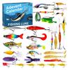 24Pcs/Set Christmas Fishing Lure Advent Calendar Artificial Soft Hard Bait Accessories Countdown Calendar Box Fishing Enthusiasts Holiday Gift