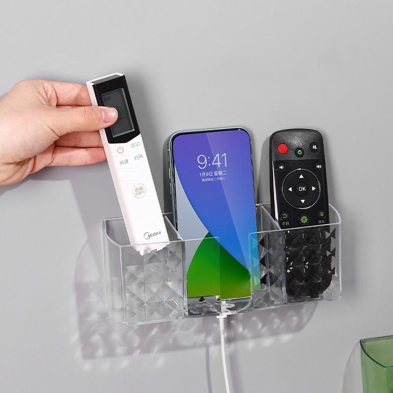 Mobile Phone Wall Holder Universal Cellphone Charge Storage Box Organizer Tv Remote Control Hanging Stand Bracket Charging Dock