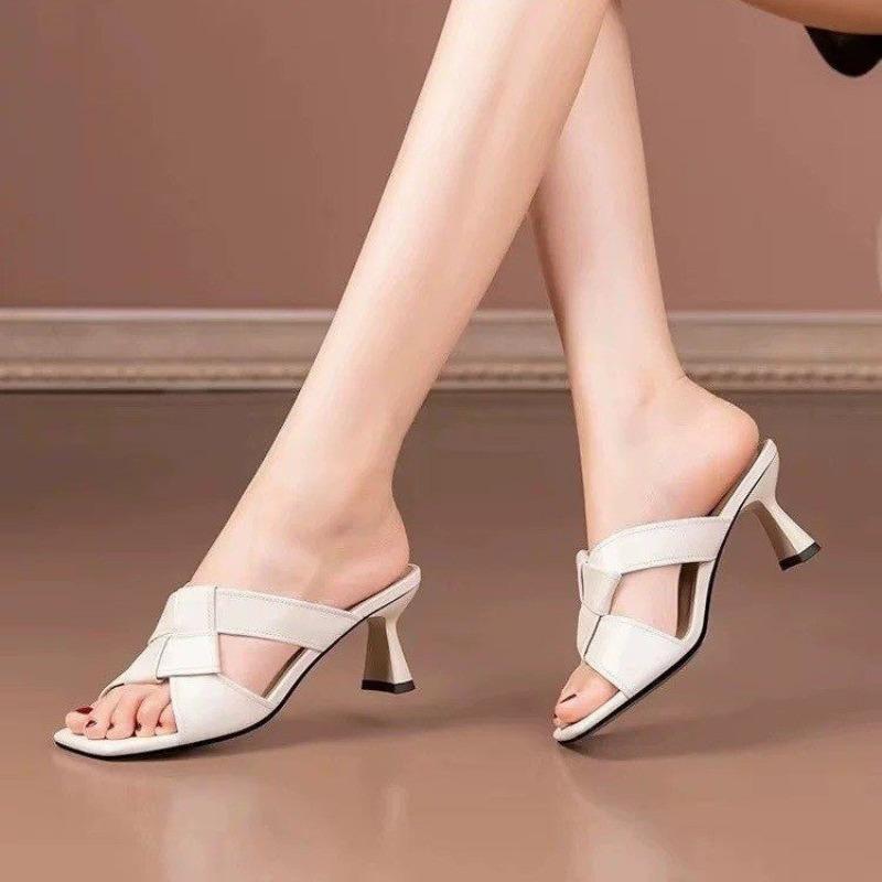 

Fashion Ladies Shoes 2025 High Quality Open Toe Women s Slippers Fashion Outdoor Dress Summer New Best Seller Elegant Light High Heels 35 покинуть белый