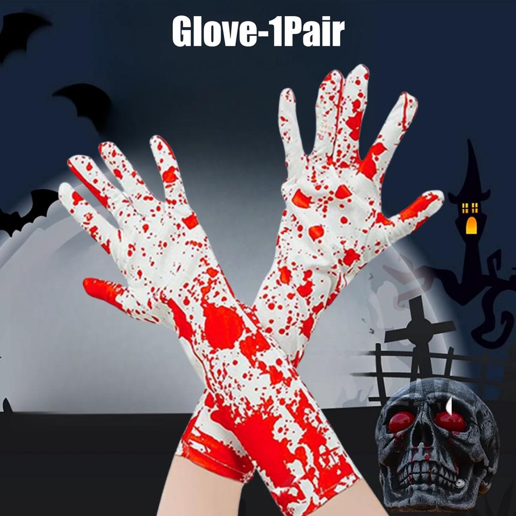 10Pairs Halloween Gloves Horror Ambiance Decoration Bloodstained Gloves Bloody Socks Halloween Party Horror Bloodprint Props