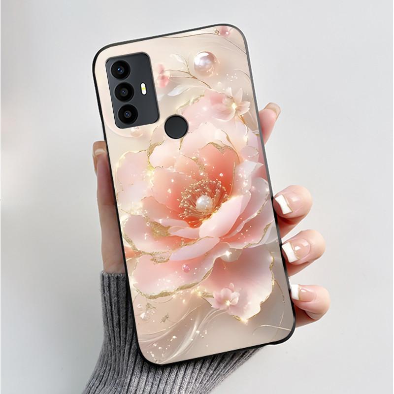 For TCL 30 SE 30E 306 305 Case 6165D 6102H 6102A 6102D Phone Cover Fashion Butterfly Flowers Black Soft Silicone Casing Bumper