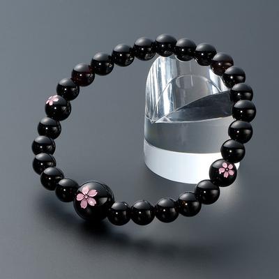 Specially Selected Bracelet Prayer Beads Natural Stone Bracelet Black Onyx Cherry Blossom Carving 7mm Beads Inner