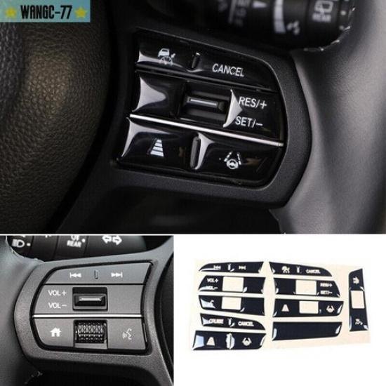 Glossy Black Steering Wheel Button Cover Trim For Honda CRV CR-V -2024