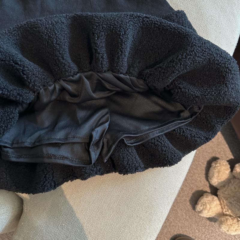 Sweet Style Elastic Waist Slim-Fit Faux Lamb Wool Skirt for Women - Autumn/Winter Short Skirt