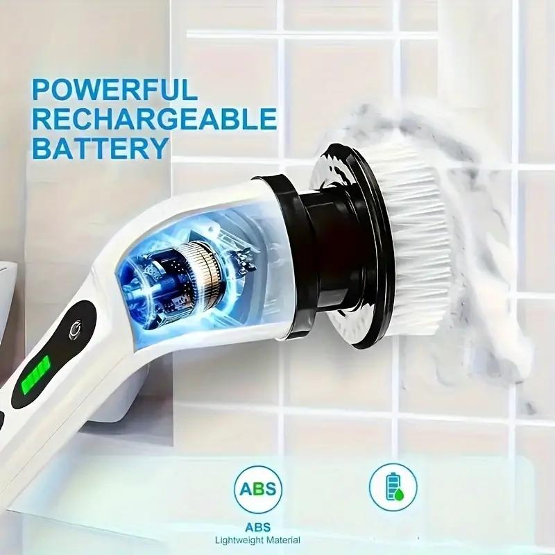 1 Set, Electric Cleaning Brush, Wireless Electric Rotating Scrubber, 7 Brush Heads and Adjustable Extension Handle, Bathroom Cleaning Brush,