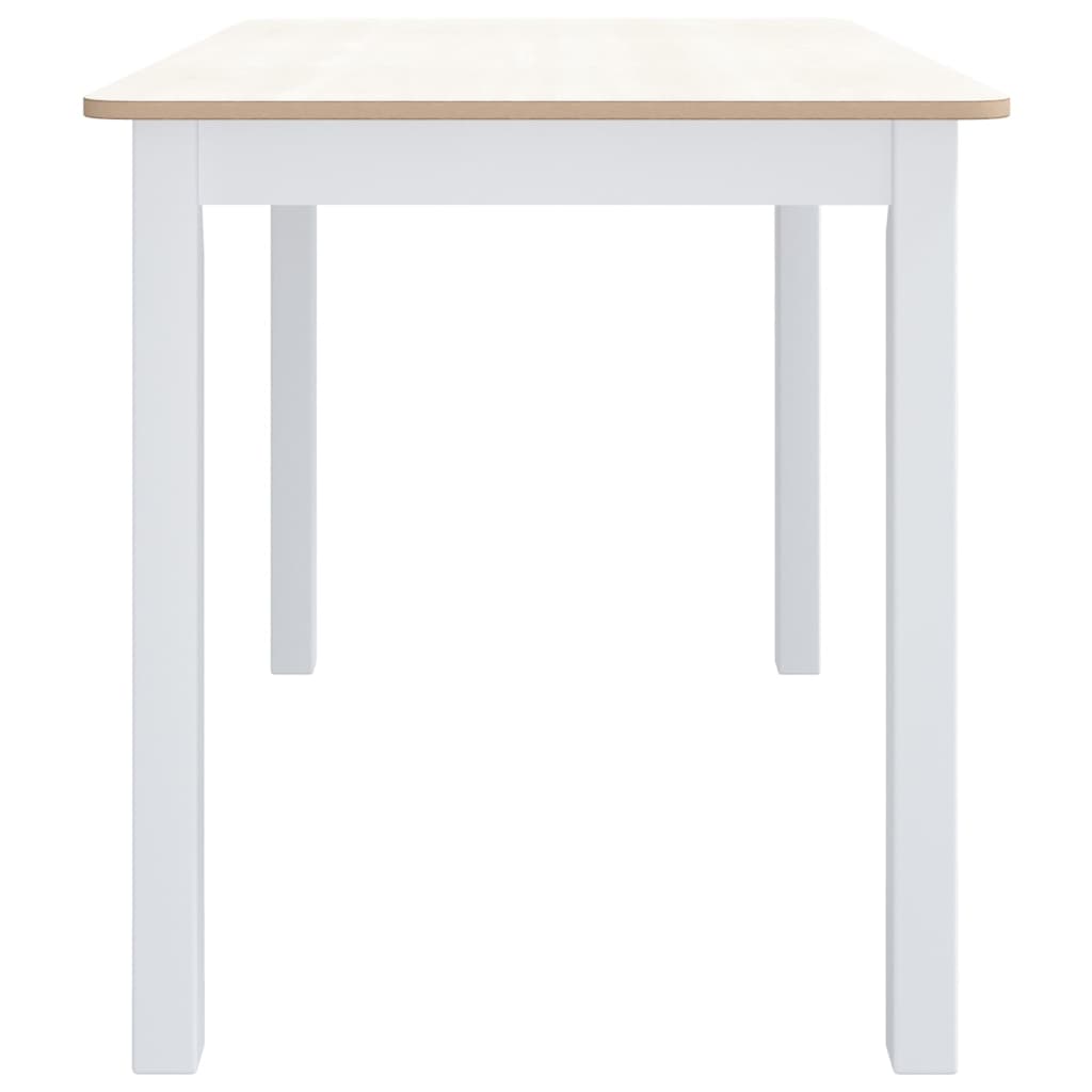 Dining Table White and Brown 114 X 71 X 75 Cm Solid Rubberwood
