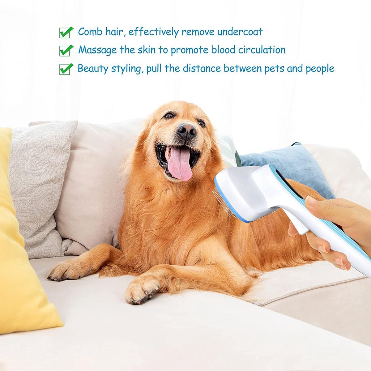 T02C!1 PCS Hair Remover Dog Brush Cat Brush Pet Brushes Pet Brush Clean Pet Hair From The Brush With One Button синий
