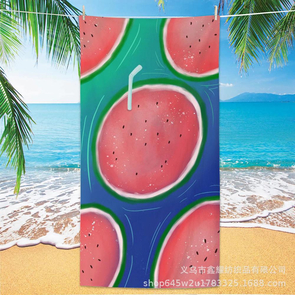 1pc Fruit Printed Large Beach Towel, Ultra-fine Fiber Towel, Outdoor Swimming, Vacation, Camping Beach Towel Bath Towel