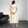 Women's Fashion Summer Spring Solid Color Print Sleeveless O-Neck High Waist Casual Dresses