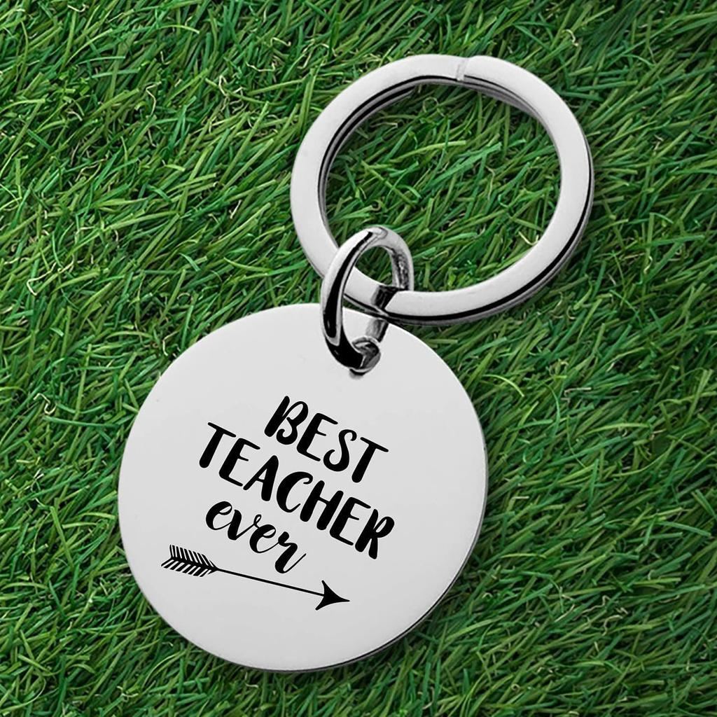 Best Teacher Ever Stainless Steel Keychain Thanksgiving Design Fashion Bag Pendant Practical Teacher's Day Appreciation Gift
