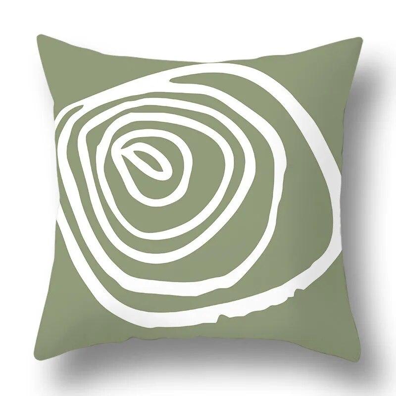 Green Plant Abstract Geometric Printing Pattern Home Living Room Sofa Decoration Square Polyester Throw Pillow Pillowcase