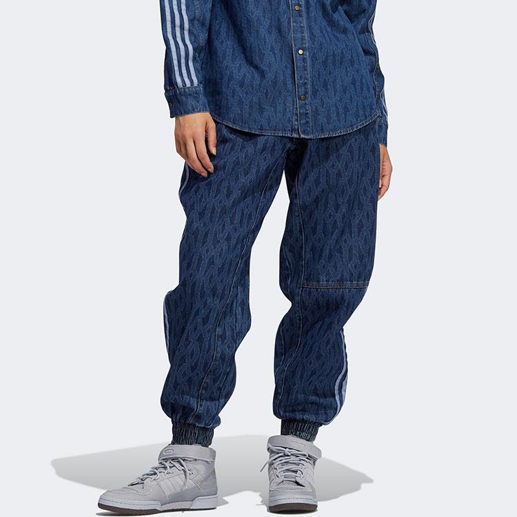 Adidas Originals X Ivy Park All Over Print Casual Loose Fit Denim Pants Men Bottoms Blue H61699