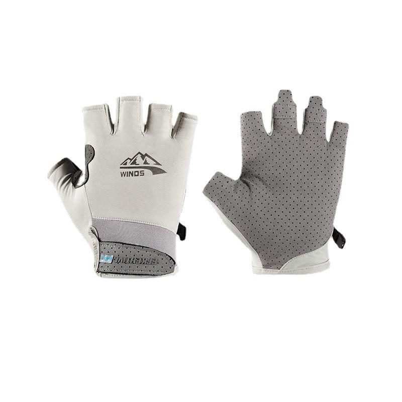 

Cycling gloves men s summer ice silk half finger sunscreen breathable wear-resistant touch screen bicycle outdoor fishing sports gloves L