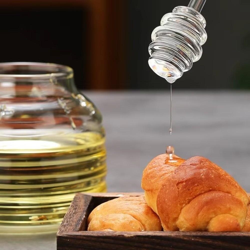 Transparent Glass Honeycomb Tank with Dipper and Lid Large Capacity Honey Storage Container Elegant Easy To Clean Honey Bottle