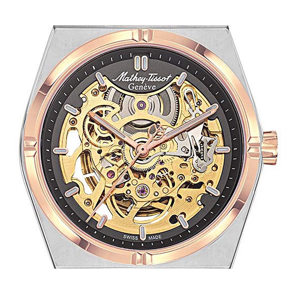 Mathey-Tissot Zeus Skelett Zweifarbig Edelstahl Grau Zifferblatt Automatik H118CFRS Herrenuhr