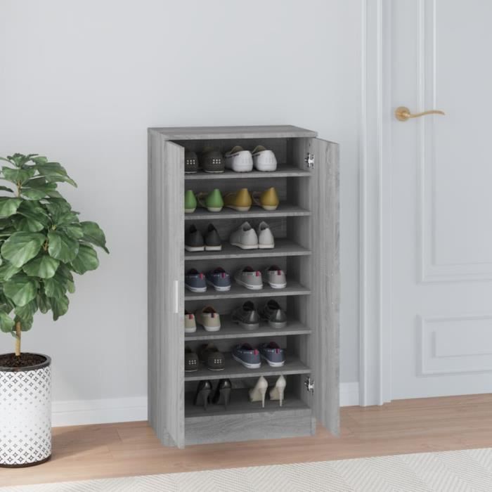 342669 vidaXL Armoire à chaussures Sonoma gris 55x35x108 cm Bois d'ingénierie