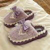 Women's Plush Slip-On Moccasin House Shoes, Cozy Thick Plush Lining with Bow Accent & Soft Fabric Upper, Non-Slip Indoor/Outdoor Winter Slippers