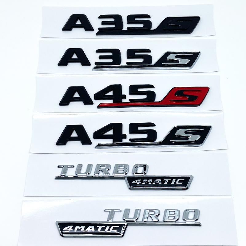 3D ABS Glossy Black Letters A35 A45 A45S Turbo 4matic Emblem for Mercedes Benz AMG Car Fender Trunk Rear W176 W177 Logo Sticker BD1