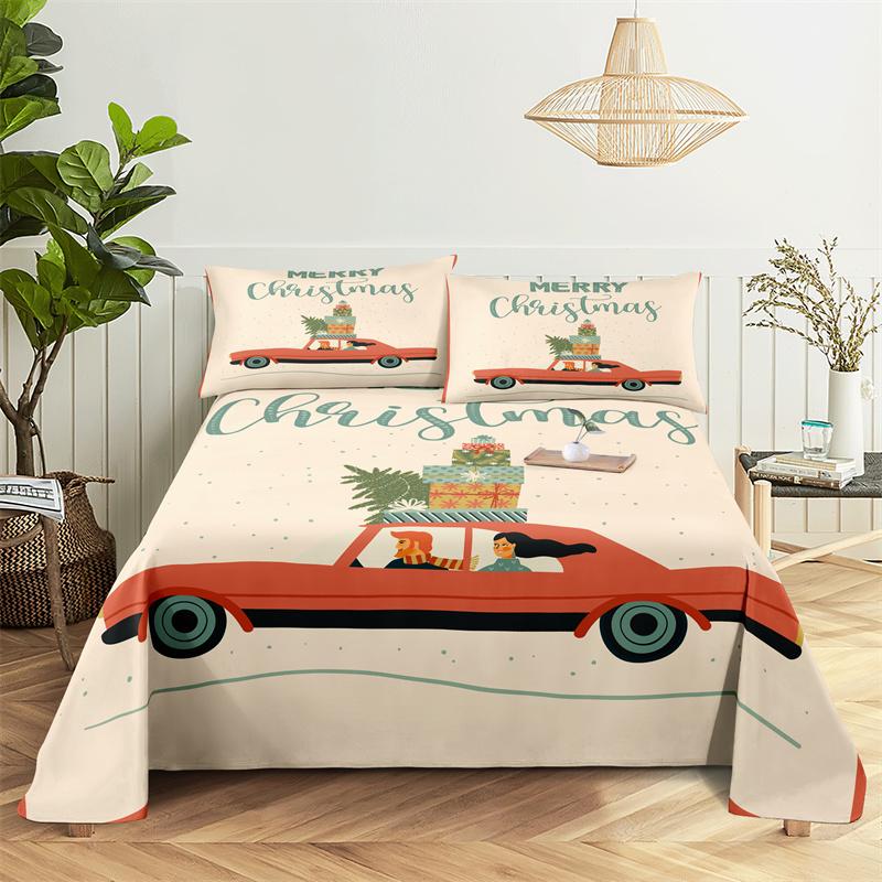Bedding Sets Christmas Print Bed Sheet Fashion Design Double Flat Sheet Boys Girls Bed Sheet Set Bed Sheets and Pillowcases