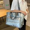 Large Capacity Quilted Nylon Tote Bag for Women Winter Spacious Women's Shoulder Bag for Gym Yoga Shopping Solid Color Padded Space Handbags for Women