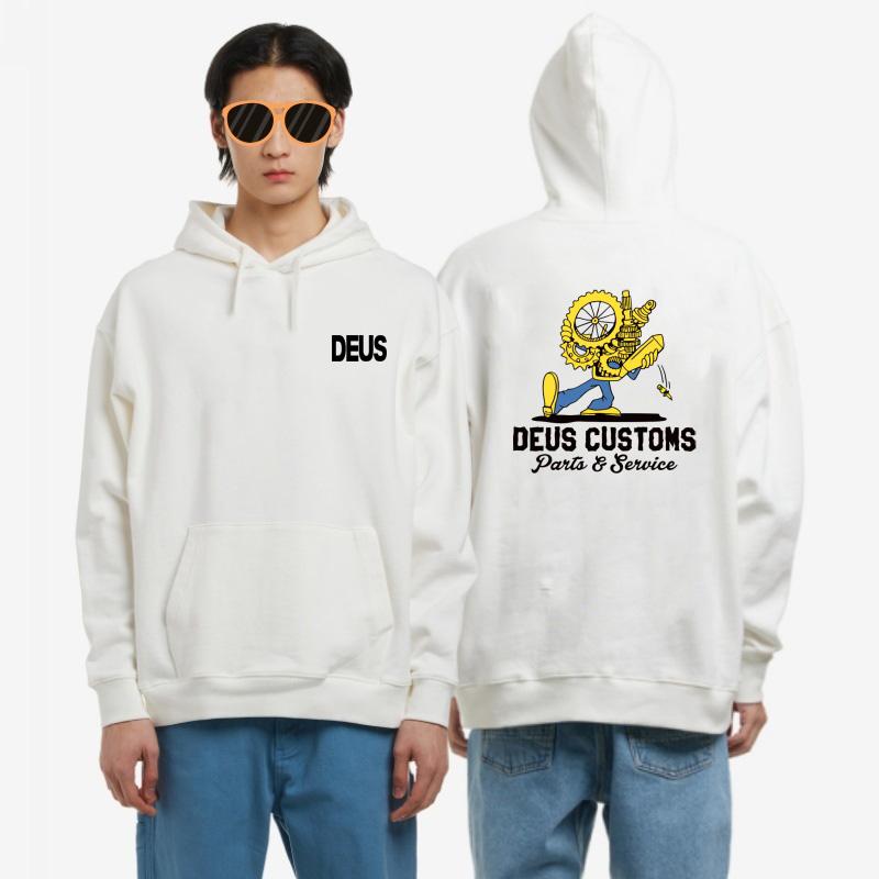 Korean Version Vintage Long Sleeve Y2k Hoodies DEUS EX MACHINA Printed Letter Crew Neck Sweatshirt Hooded Pullover Sweatshirt