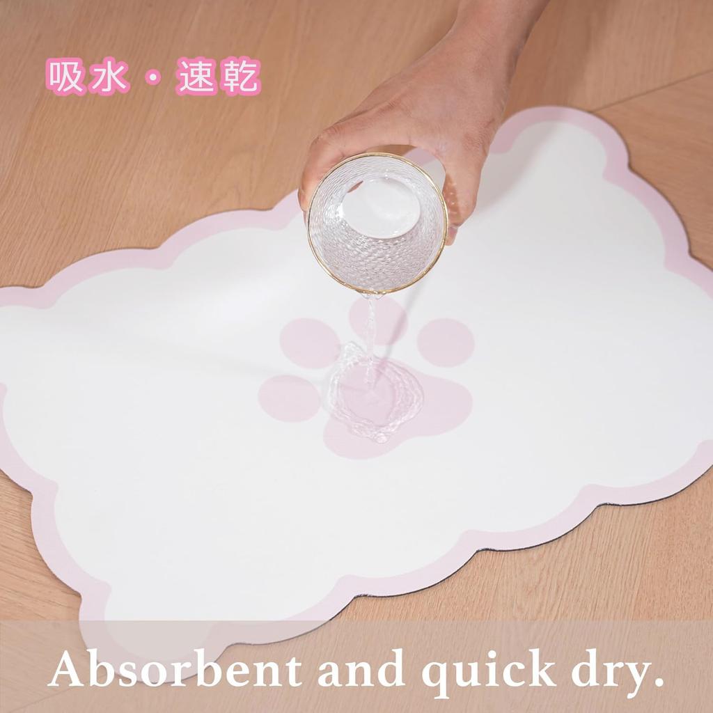 Kaseremy Pet Feeding Mat for Cats and Diatomaceous Cute Easy to Clean 40 x 60 Dogs, Earth, Non-Slip, Placemat, Absorbent, Quick-Drying, Asbestos-Free,