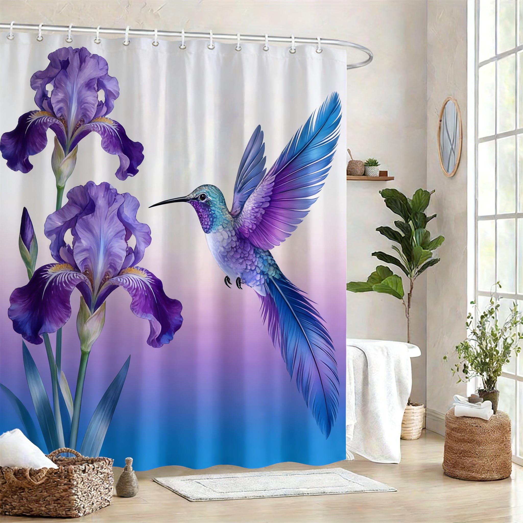 

Pair Of Green Hummingbirds & Lily Of The Valley Waterproof Shower Curtain For Bathroom Decor W60H190(CM)-1 Pcs