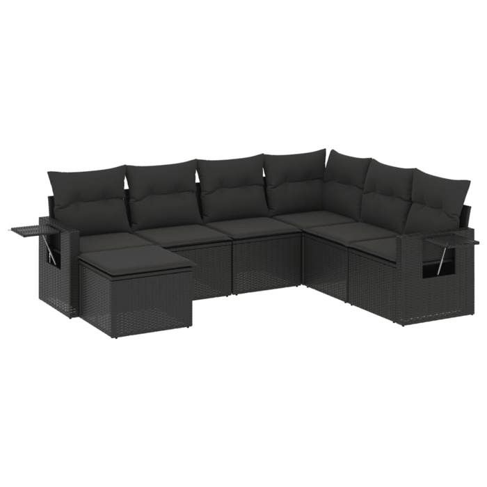 VidaXL Garden Lounge Set with Cushions 7 Pcs, Patio Sofas, Patio Furniture Set, Outdoor Furniture, Black 3220494