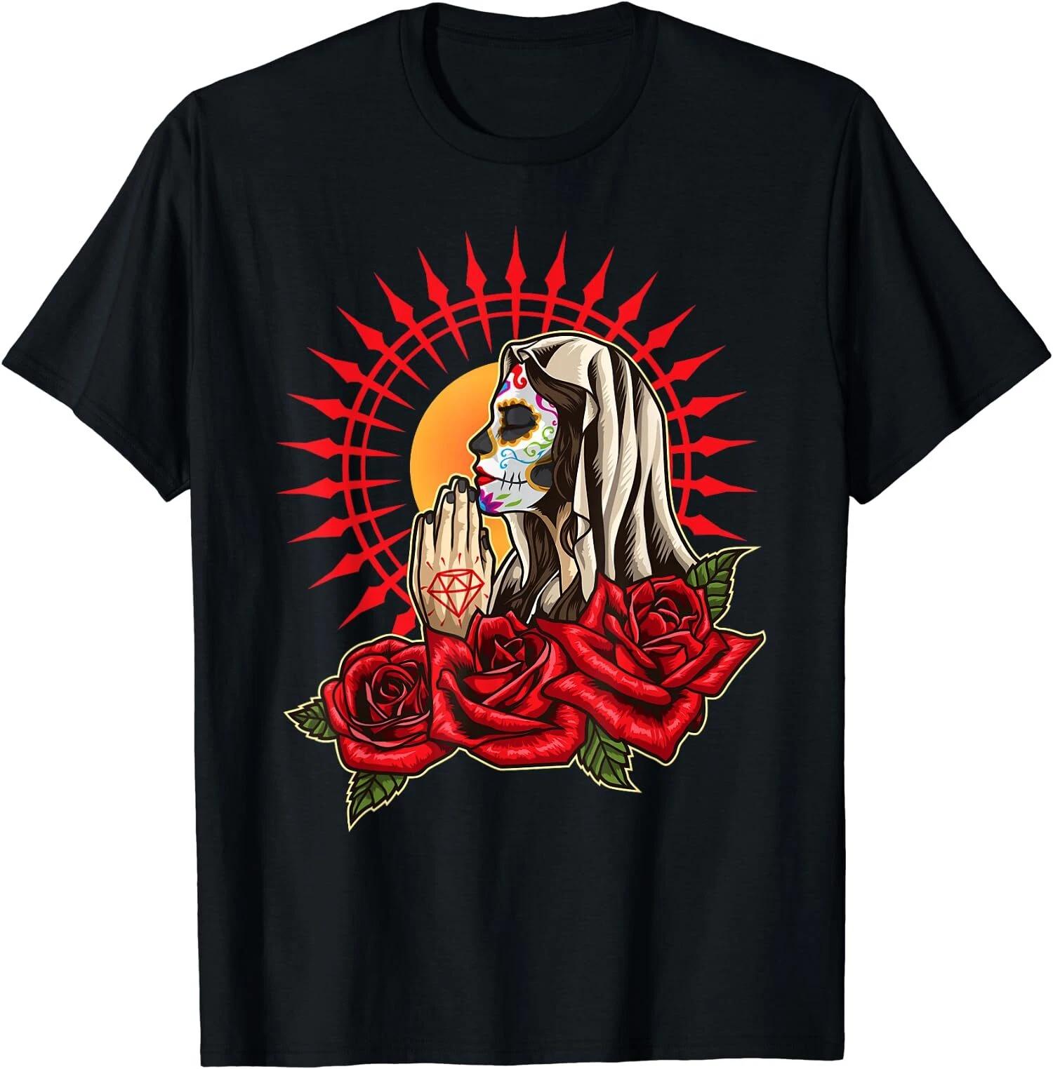 Praying La Calavera Catrina, Sugar Skull, Santa Muerte T-Shirt S