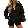 Women's Casual Half Zip Long Sleeve Hooded Sweatshirt for Daily Wear